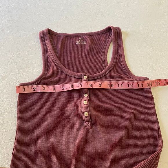 Aerie Burgundy Ribbed Henley Tank Top Women’s Medium Racerback - Picture 3 of 4